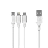 IZENIS D-06A-612 Data Cable, 3 in 1-15W-Braided-1.2m, White
