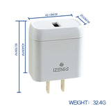 IZENIS P-01 Charger, 2.1A USB-A Plug