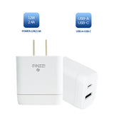 IZENIS P-05 Charger, two Ports USB-A + Type-C, 2.4A plug