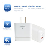 IZENIS P-06 Charger, 20W Fast Charge, Two Ports USB-A + Type-C plug