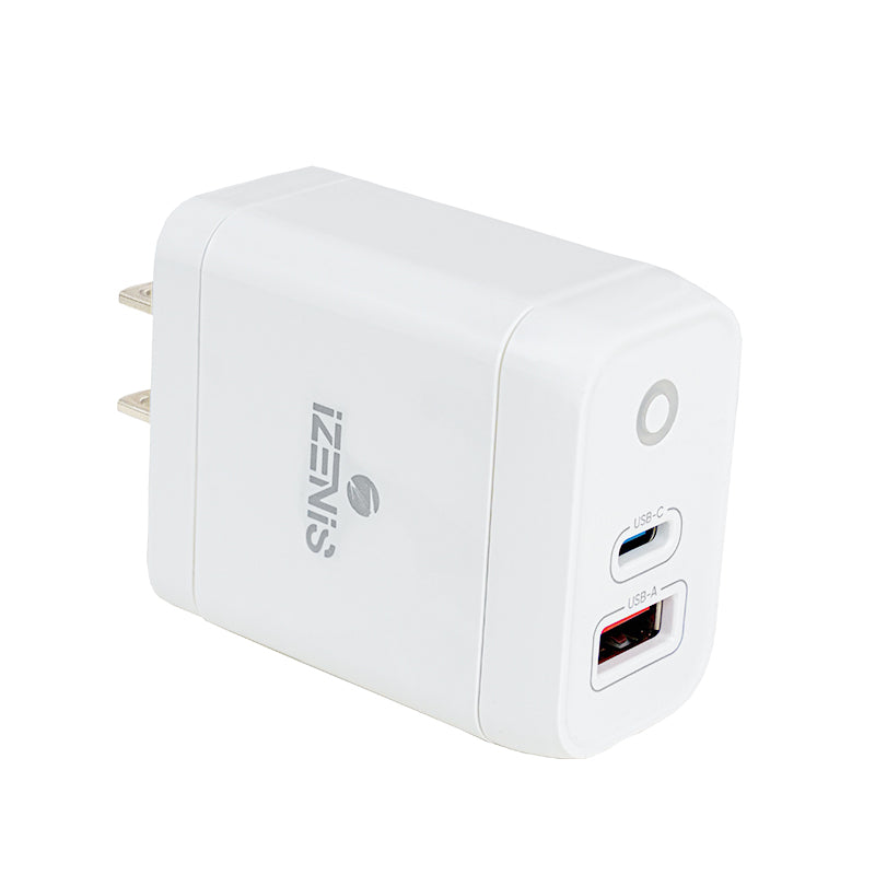 IZENIS P-08G Charger, GaN 35W Fast Charge, Two Ports USB-A + Type-C plug