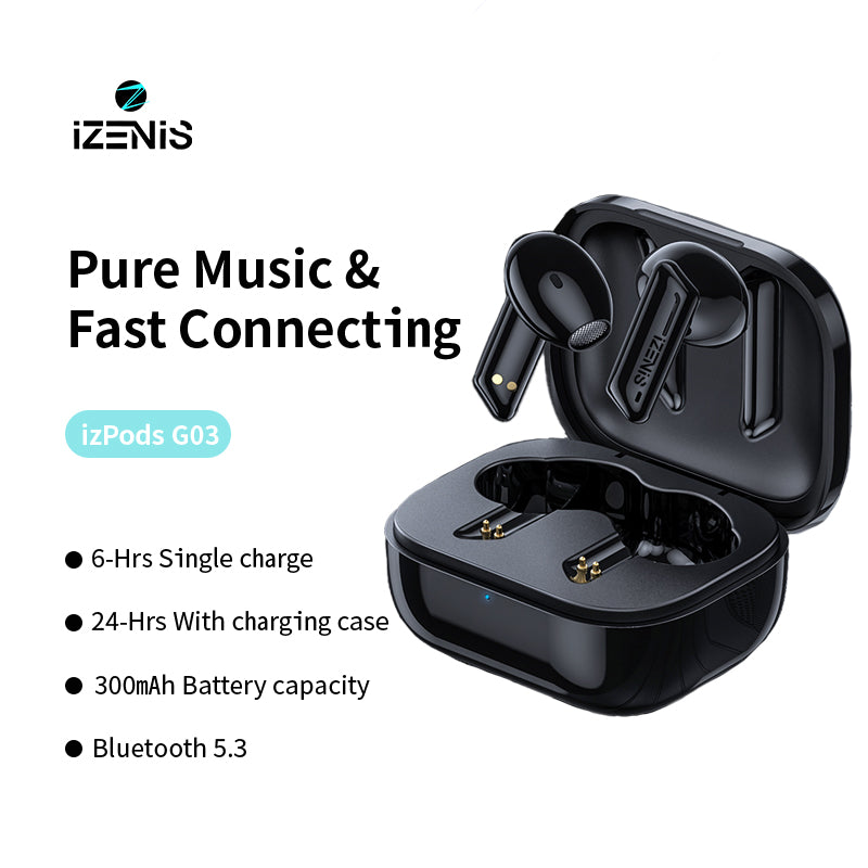 IZENIS izPods G03 Bluetooth 5.3,TWS In-Ear Earbuds，Waterproof Poceket Earphones